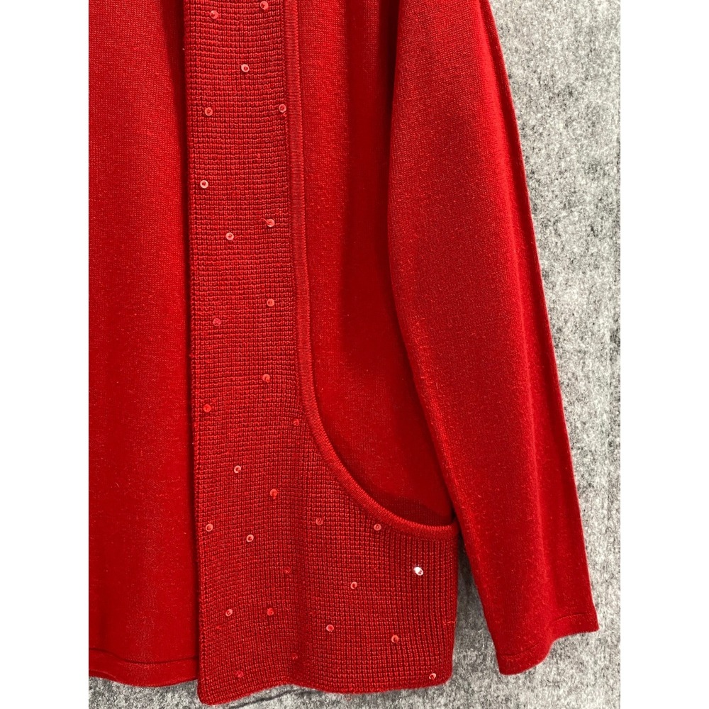 Jenny Red Knit Twinset Sequin Cardigan Shell Set Holiday‎ Party Sweater Small - Picture 10 of 10